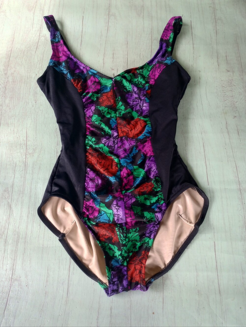 Vtg The Slim Suit Womens 14 Black Swimsuit USA Underwire Made in USA